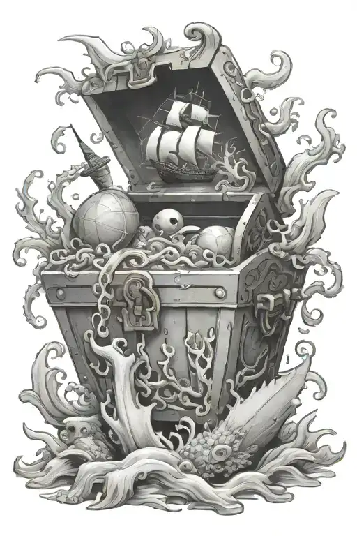 Bottom Ocean Treasure Chest Scene