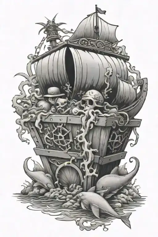 Bottom Ocean Treasure Chest Scene