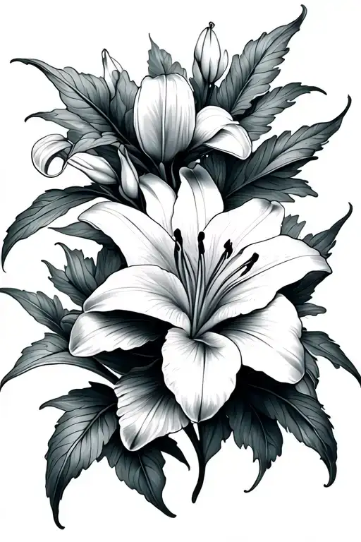 Lily Flower And Primrose Flower Intertwined