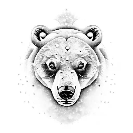 A Detailed Portrait Of A Polar Bear With Falling Snowflakes