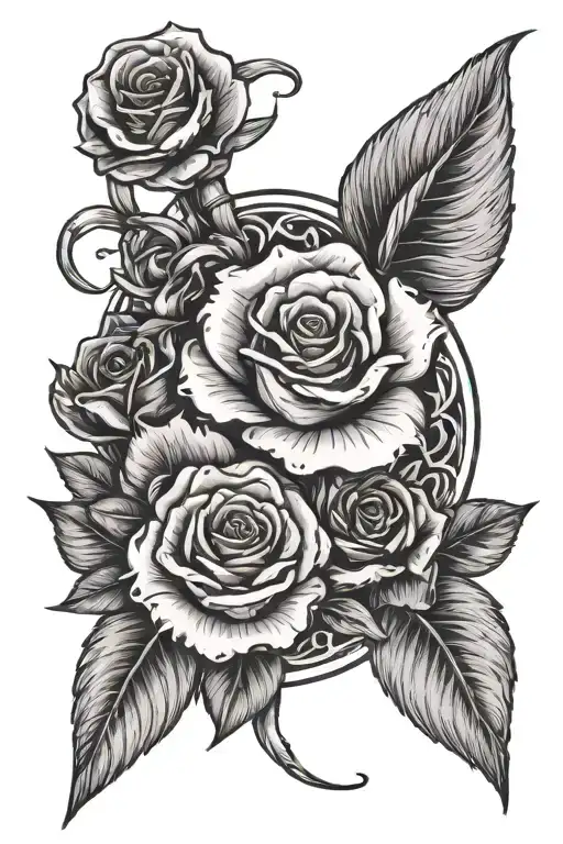 Nurse Symbol With One Rose And Some Carnations Flowers