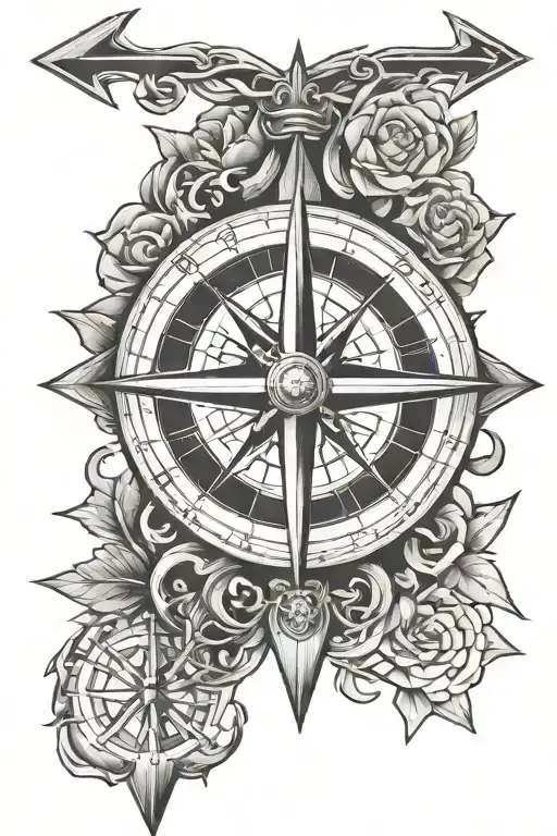 Arrow And Compass Rose Intertwined
