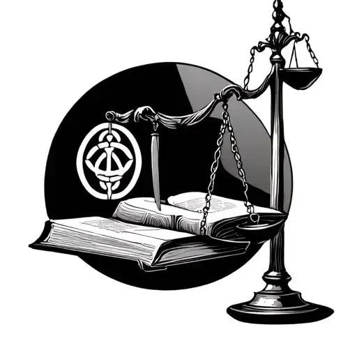 Scale Of Justice With A Bible And Karma Symbol