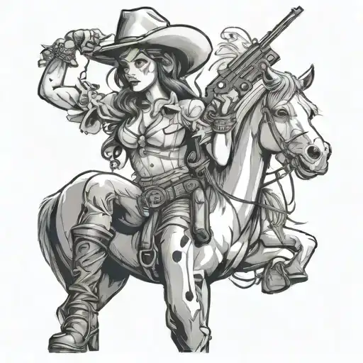 Sexy Cow Girl With Gun