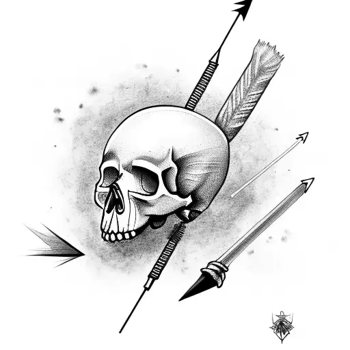 Skull With 2 Arrows