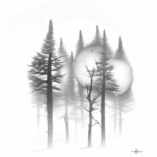 A Lone Forest At Night Moon With A Single Man