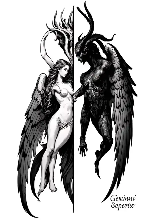 Gemini Zodiac Angel And Devil In One Body Seperate Vertical