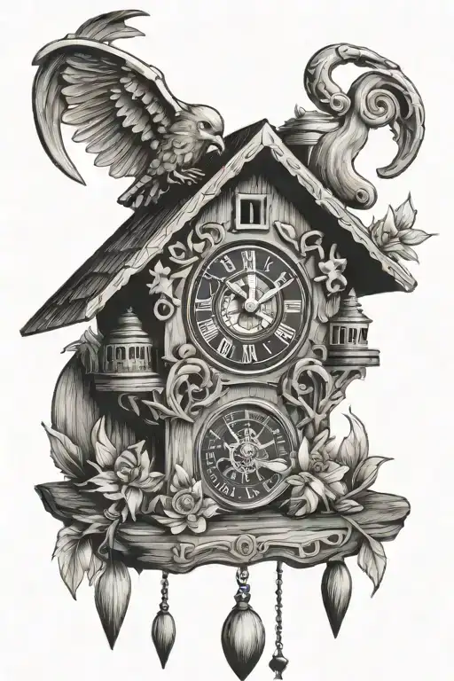Cuckoo Clock German With Pretzel And Edelweiss