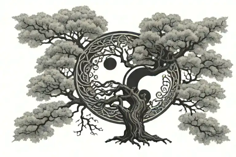 Yin Yang With Oak Tree