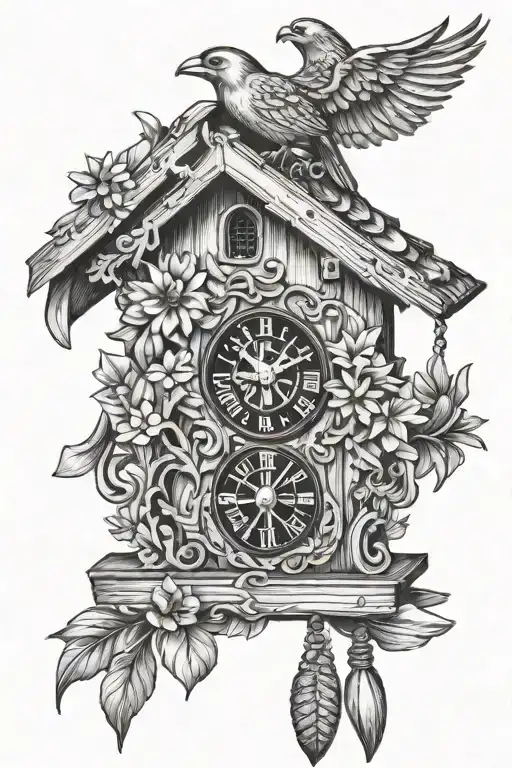 Cuckoo Clock German With Pretzel And Edelweiss