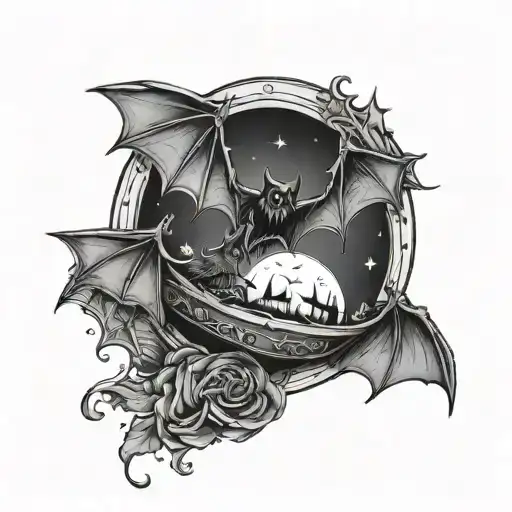 Coffin Bats Flying Crescent Moon