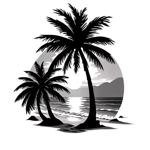 Palm Trees Beach Sunset