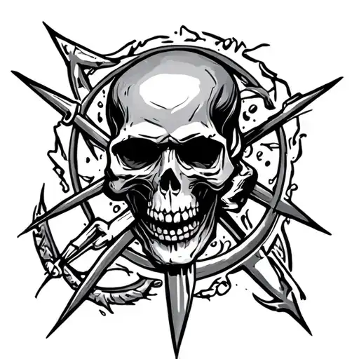 Skull With Anarchy Symbol