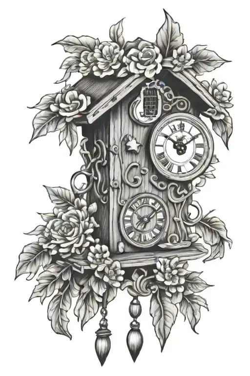 German Cuckoo Clock With Pretzel And Edelweiss Flowers