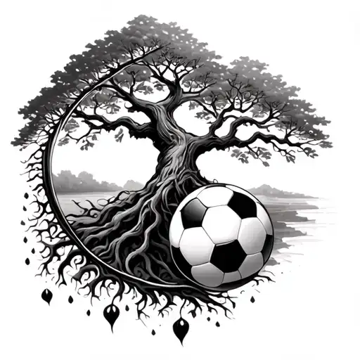 Soccer Ball And The Tree Of Life Tree Entwined Together