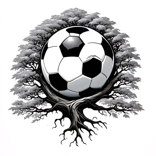 Soccer Ball And The Tree Of Life Tree Entwined Within