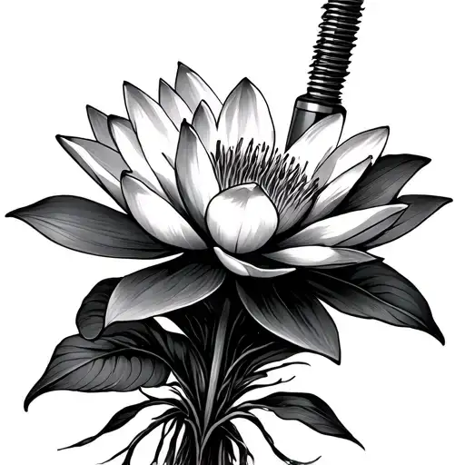 Doctor Who Screwdriver With Water Lily Flower Bouquet