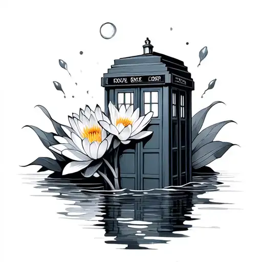 Tardis With Water Lily Flower
