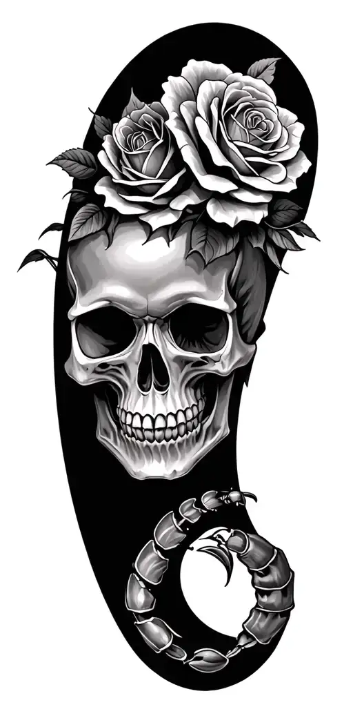 Skull With Roses And Scorpions