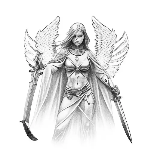 An Angelic Figure Holding A Sword With The Number 23