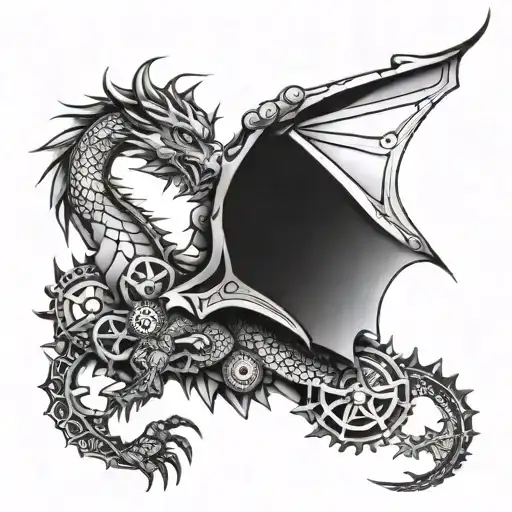 Geometric Dragon With Cogs Incorporated