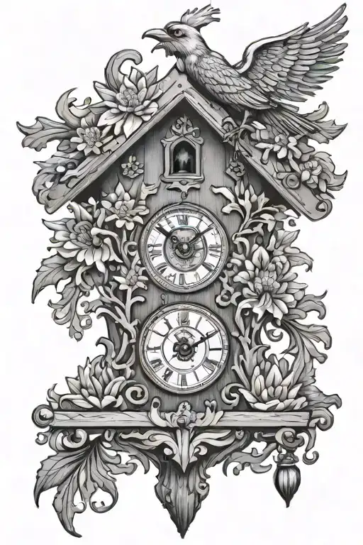 German Cuckoo Clock With Edelweiss Surrounding