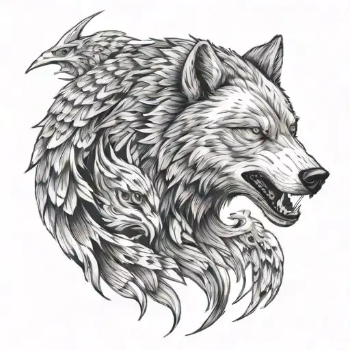 A Bear Wolf And Eagle All Ferocious