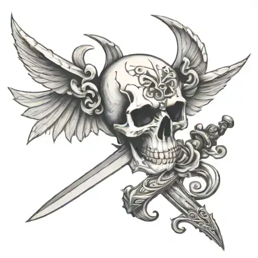 Angel Sword Skull