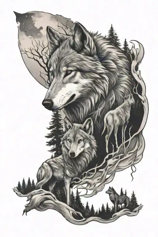 Wolf And Forest From Above