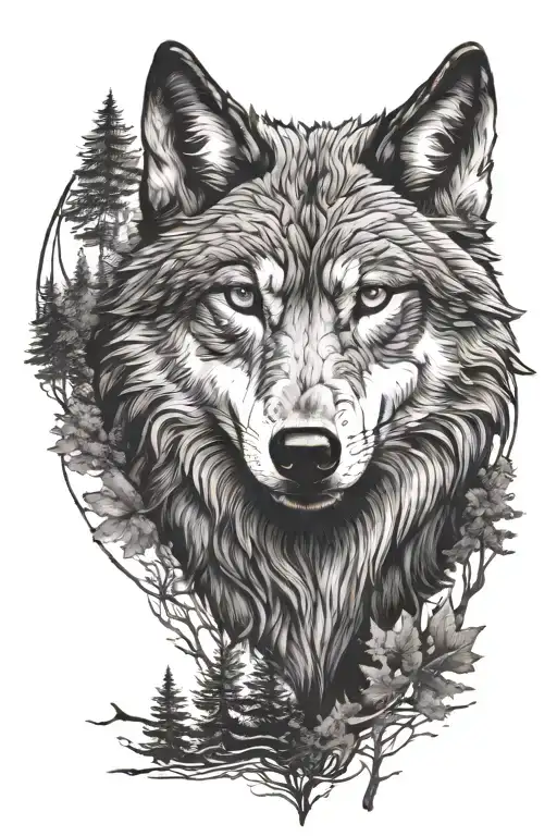 Wolf And Forest From Above