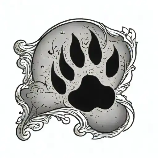 Cat Paw Print With Waxing Crescent Moon