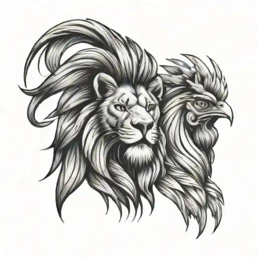 Lion And Rooster Head
