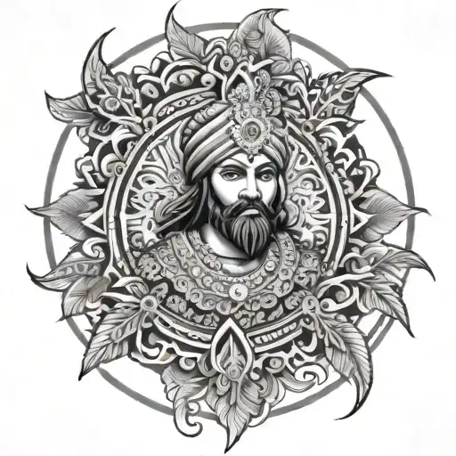 Mandala Design Incorporating Sikh Warrior