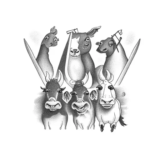 A Group Of Farm Animals Jamming Together In A Band On A Sailboat