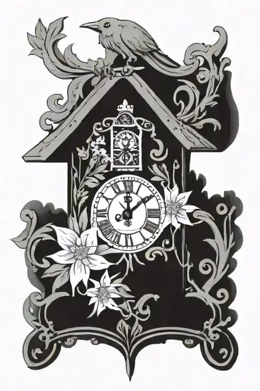 Traditional German Cuckoo Clock With Edelweiss Simple