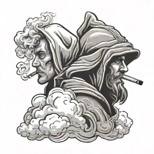 Two Hooded Brothers Smoking On A Cloud