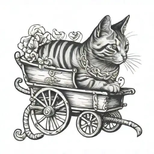 Cat On A Tarrot Cart With Heart Fineline