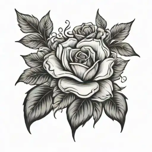 Floral Tatto With With Initials Mlk