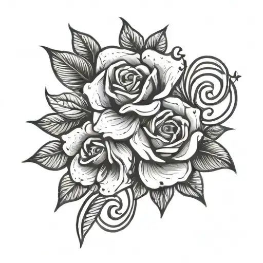 Floral Tatto With With Initials Mlk Intertwined