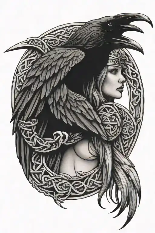 Female Viking Warrior Raven Celtic Knot