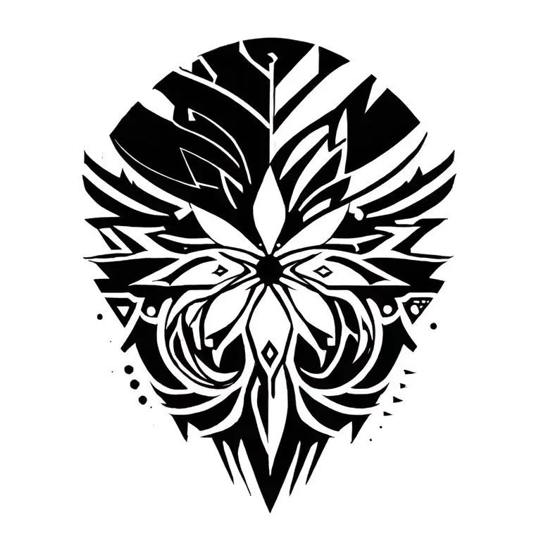 Geometric Mandala Inspired By Polynesian Tribal And Cyberpunk