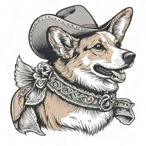 Corgi With Cowboy Hat On
