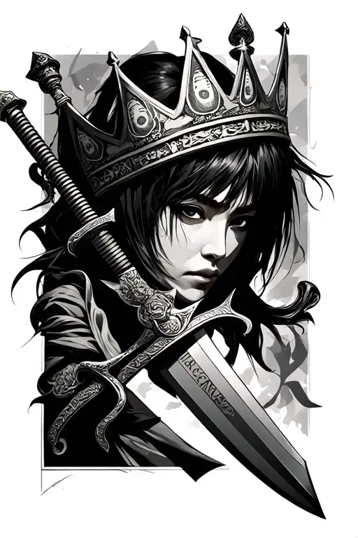 Katana In A Crown Made Of Money