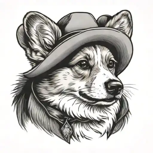 Corgi Wearing Cowboy Hat