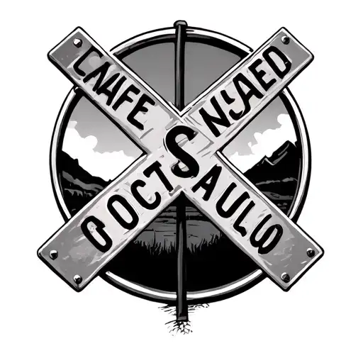 Circle Tattoo Of Railroad Crossing Sign