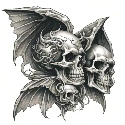 Scull Demon And Angel