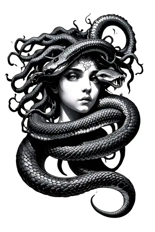 Medusa And Snake Wrapped