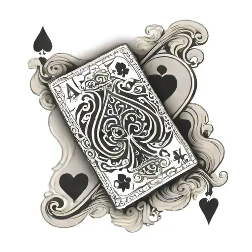 Ace Of Spades In Front Of Ace Of Hearts Playing Card