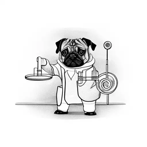 A Cartoon Pug Wearing A Lab Coat And Holding A Stethoscope