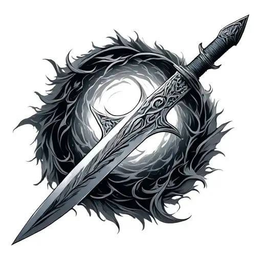 Giant Sword Of Dark Fantasy With Some Morning